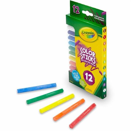 Crayola 12 Color Sticks Woodless Colored Pencils - Red, Red Orange, Orange, Yellow, Yellow Green, Green, Sky Blue, Blue, Violet,
