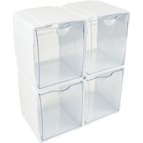 Deflecto Tilt Bin Interlocking Storage Organizer - 5.5" Height x 5.3" Width x 4.8" DepthDesktop - Interlockable, Stackable - Whi