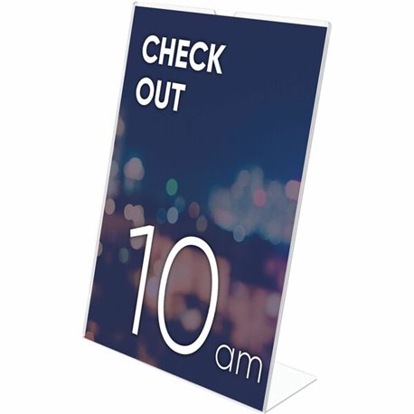 Deflecto Superior Image Slanted Sign Holders - 1 Each - 11" Width x 8.5" Height - Top Loading - Plastic - Clear