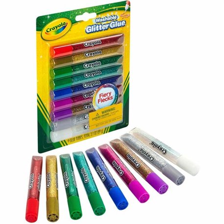 Crayola Washable Glitter Glue - Home Project, ClassRoom Project, Art, Decoration - Recommended For 3 Year - 9 / Pack - Blue, Gre
