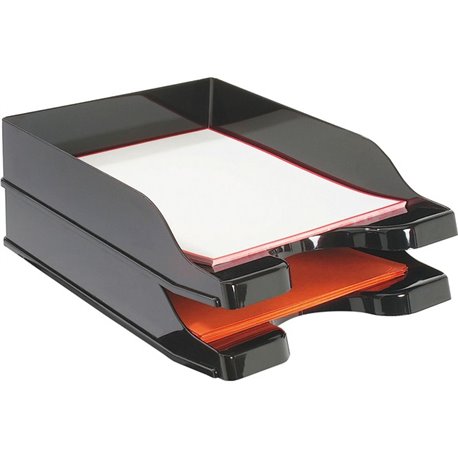 Deflecto DocuTray Multi-Directional Stacking Tray - 2 Tier(s) - 2.5" Height x 10" Width x 13.8" DepthDesktop - Black - Polystyre