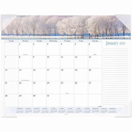 At-A-Glance Panoramic Seascape Desk Pad - Standard Size - Monthly - 12 Month - January 2024 - December 2024 - 1 Month Single Pag