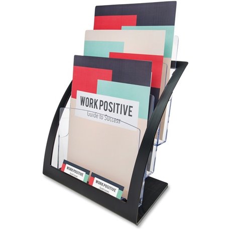 Deflecto Contemporary Literature Holder - 3 Compartment(s) - 3 Tier(s) - 13.3" Height x 11.2" Width x 6.9" DepthDesktop, Counter