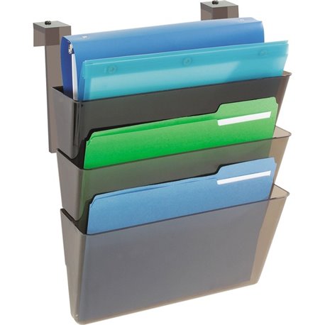 Deflecto Stackable DocuPocket for Partition Walls - 3 Pocket(s) - 3 Compartment(s) - 7" Height x 13" Width x 4" Depth - Smoke - 