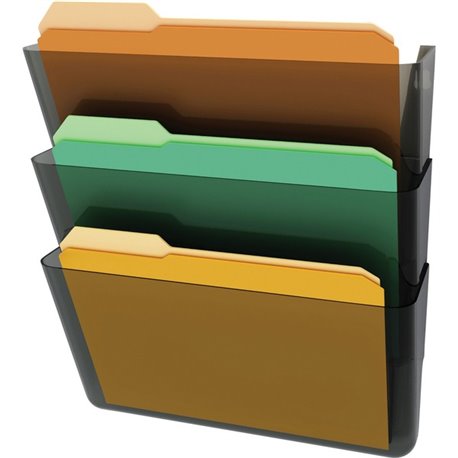 Deflecto Stackable DocuPocket Set - 3 Pocket(s) - 7" Height x 13" Width x 4" Depth - Stackable - Smoke - 3 / Set