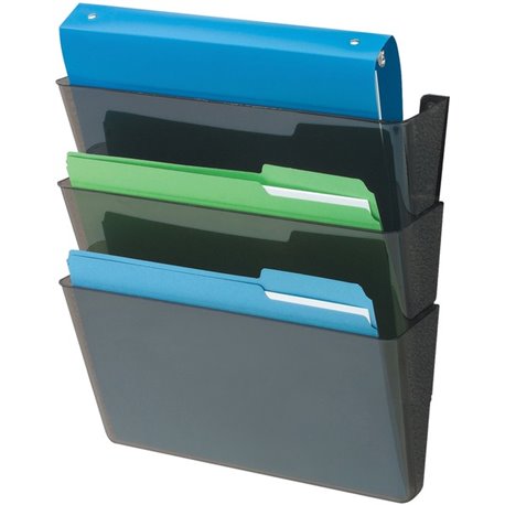 Deflecto EZ Link DocuPocket - 3 Pocket(s) - 7" Height x 13" Width x 4" Depth - Stackable - 50% Recycled - Black - Plastic - 3 / 