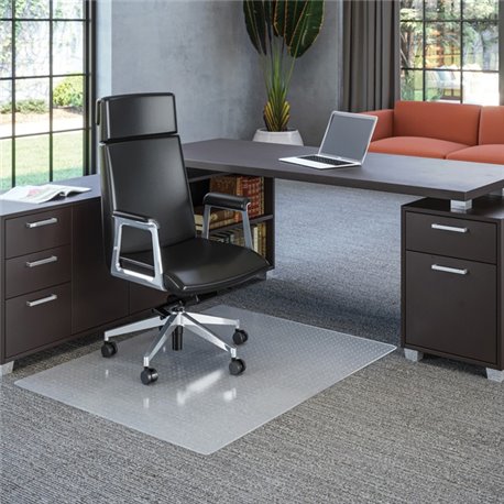 Deflecto EconoMat Chair Mat - Carpeted Floor - 48" Length x 36" Width x 0.063" Thickness - Rectangular - Polycarbonate - Clear -