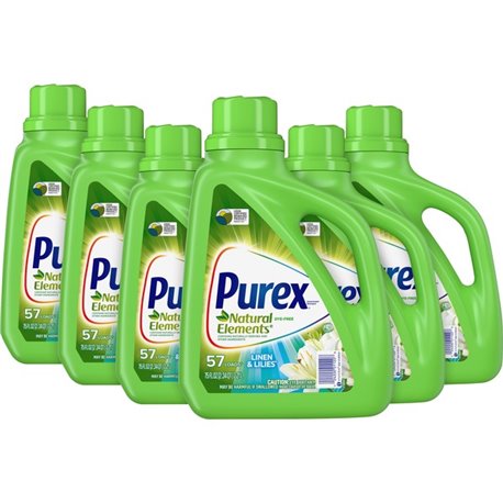 Purex Natural Elements Liquid Detergent - For Clothing - 75 fl oz (2.3 quart) - Linen, Lilies Scent - 6 / Carton - Hypoallergeni