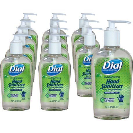 Dial Hand Sanitizer - 7.5 fl oz (221.8 mL) - Pump Bottle Dispenser - Kill Germs, Bacteria Remover, Mold Remover, Yeast Remover -