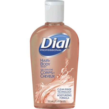 Dial Hair Plus Body Wash - Peach ScentFor - 7.5 fl oz (221.8 mL) - Flip Top Bottle Dispenser - Bacteria Remover - Hair, Body - M