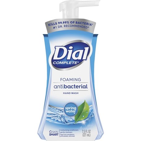 Dial Complete Spring Water Foaming Soap - Spring Water ScentFor - 7.5 fl oz (221.8 mL) - Pump Bottle Dispenser - Kill Germs - Ha