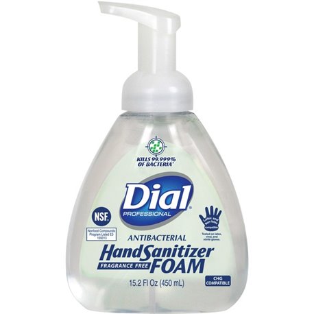 Dial Professional Hand Sanitizer Foam - 15.2 fl oz (449.5 mL) - Pump Bottle Dispenser - Kill Germs - Hand - Clear - Fragrance-fr