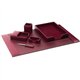 Dacasso Bonded Leather Desk Set - Leather, Velveteen - Burgundy - 1 Each
