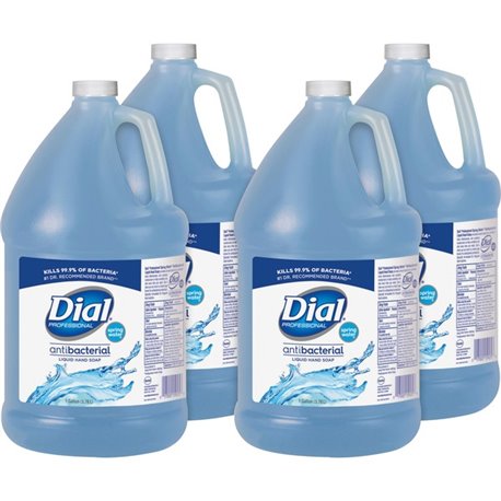 Dial Spring Water Scent Liquid Hand Soap - Spring Water ScentFor - 1 gal (3.8 L) - Kill Germs - Hand - Moisturizing - Blue - 4 /