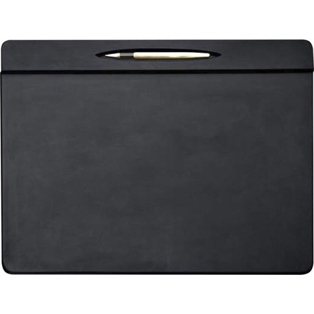 Dacasso Top Rail Pen Well Conference Pad - 17" Width x 14" Depth - Felt Backing - Leather - Black