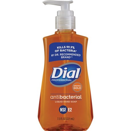 Dial Gold Antibacterial Liquid Hand Soap - 7.5 fl oz (221.8 mL) - Push Pump Dispenser - Dirt Remover, Kill Germs - Skin, Hand - 