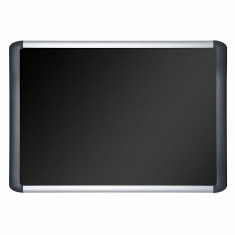 MasterVision SoftTouch Deluxe Bulletin Board - 48" Height x 96" Width - Black Fabric Surface - Aluminum/Black Aluminum Frame