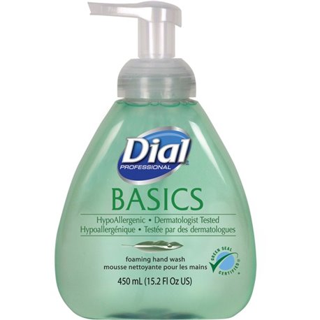 Dial Basics HypoAllergenic Foam Hand Soap - Fresh ScentFor - 15.2 fl oz (449.5 mL) - Pump Bottle Dispenser - Hand - Green - 1 Ea