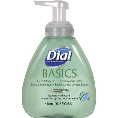 Dial Basics HypoAllergenic Foam Hand Soap - Fresh ScentFor - 15.2 fl oz (449.5 mL) - Pump Bottle Dispenser - Hand - Green - 4 / 