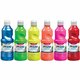 Prang Power Fluorescent Paint Set - 16 fl oz - 6 / Set - Neon Green, Neon Yellow, Neon Orange, Neon Pink, Neon Red, Neon Turquoi