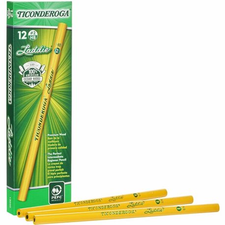 Ticonderoga Laddie Pencils - 2HB Lead - Yellow Barrel - 1 Dozen