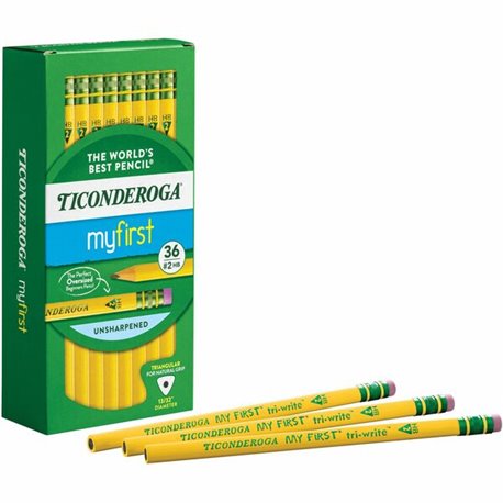 Ticonderoga My First Tri-Write No. 2 Pencils - 2 Lead - Yellow Barrel - 36 / Box