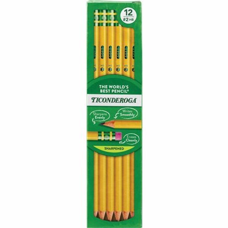 Ticonderoga Pre-Sharpened No. 2 Pencils - 2 Lead - Yellow Cedar Barrel - 1 Dozen