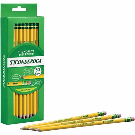 Ticonderoga Pre-Sharpened No. 2 Pencils - 2 Lead - Yellow Barrel - 30 / Box