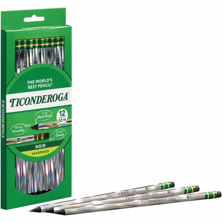 Ticonderoga Noir Pre-Sharpened No. 2 Pencils - 2 Lead - Black Lead - 1 Dozen