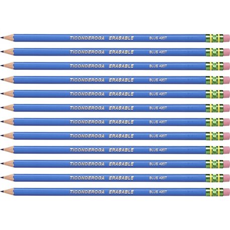 Ticonderoga Pre-Sharpened Erasable Checking Pencils - HB Lead - Blue Lead - 72 / Carton