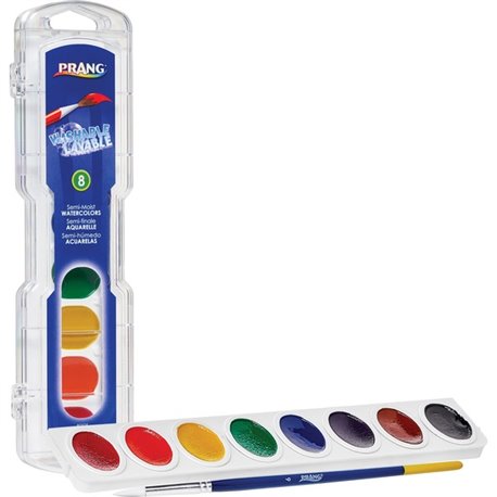 Prang Semi-Moist Washable Watercolors - 0.10 fl oz - 8 / Set - Assorted