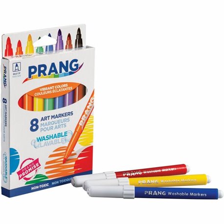 Prang Bullet Tip Washable Master Pack Art Markers - Broad Marker Point - Bullet Marker Point Style - Assorted - White Barrel - 8