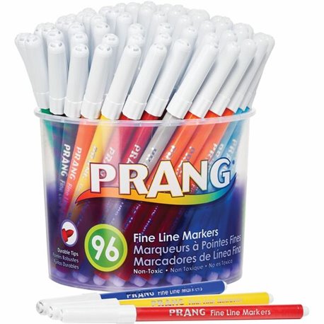 Prang Fine Line Classic Markers Set - Fine Marker Point - 2.75 mm Marker Point Size - Black, Blue, Brown, Gray, Green, Light Blu