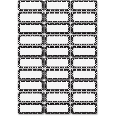 Ashley Dry Erase Black/White Dots Nameplate Magnets - Magnetic - Dotted - Die-cut, Write on/Wipe off - Black, White - 1 / Pack