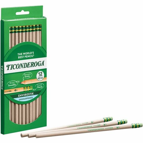 Ticonderoga EnviroStik No. 2 Pencils - 2 Lead - Black Lead - Wood Barrel - 1 Dozen