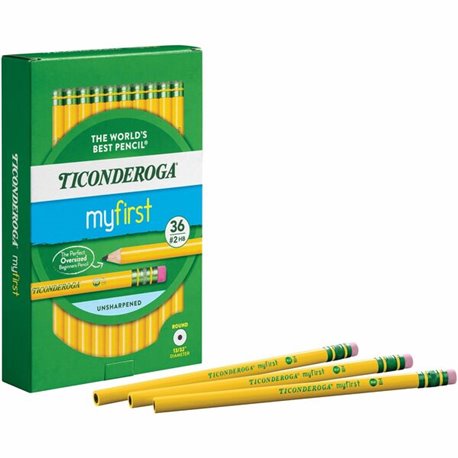 Ticonderoga My First Wood Pencil - 2 Lead - Yellow Cedar Barrel - 36 / Pack