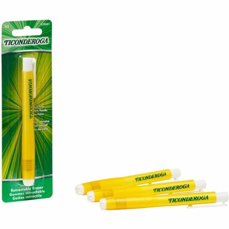 Ticonderoga Retractable Erasers - Yellow - 1 Each - Smudge-free, Residue-free, Non-tearing, Latex-free, Retractable, Latex-free,