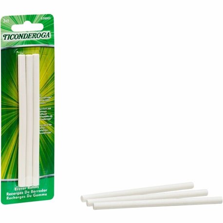 Ticonderoga Retractable Eraser Refills - White - 3 / Pack - Smudge-free, Residue-free, Non-tearing, Latex-free, Retractable, Lat