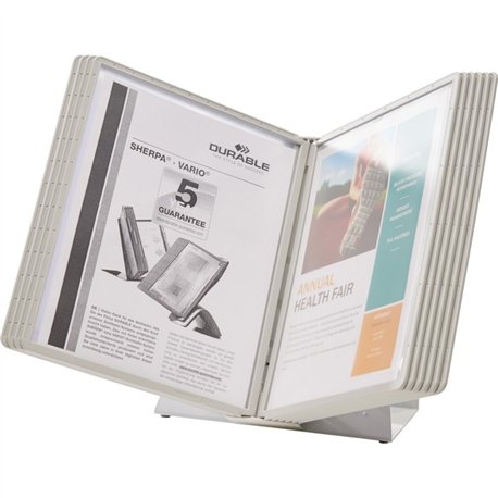 DURABLE VARIO Antimicrobial Desktop Reference Display System - Desktop - 10 Double Sided Panels - Letter Size - Antimicrobial Po