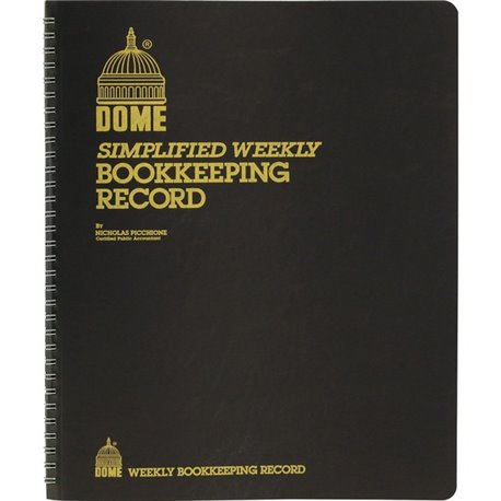 Dome Bookkeeping Record Book - 128 Sheet(s) - Wire Bound - 8.75" x 11.25" Sheet Size - Brown Cover - Recycled - 1 Each