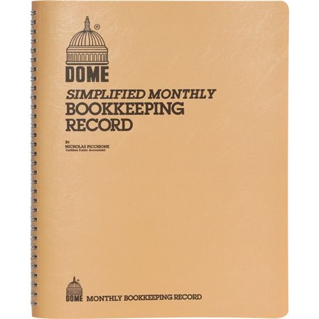 Dome Bookkeeping Record Book - 128 Sheet(s) - Wire Bound - 8.75" x 11.25" Sheet Size - White Sheet(s) - Beige Cover - Recycled -