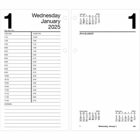 At-A-Glance Loose-Leaf Desk Calendar Refill - Large Size - Julian Dates - Daily - 12 Month - January 2025 - December 2025 - 7:00