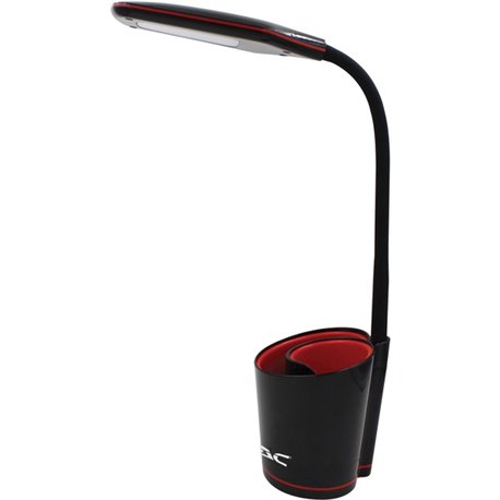 Data Accessories Company Desk Lamp - 16" Height - 5.50 W LED Bulb - Desk Mountable - Black, Red - for Office, Home, Dorm