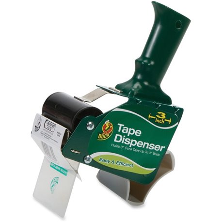 Duck Brand Brand Heavy-duty Wide Tape Gun - 3" Core - Adjustable Tension Mechanism - Metal, Plastic - Green - 1 Each