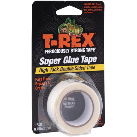 T-REX Double Sided Super Glue Tape - 15 ft Length x 0.75" Width - Acrylic - 1 Each - White