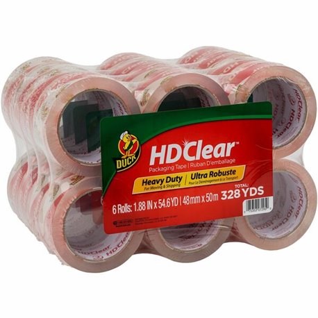 Duck Brand HD Clear Packing Tape - 54.60 yd Length x 1.88" Width - 3" Core - 2.60 mil - Acrylic Backing - UV Resistant - For Sea