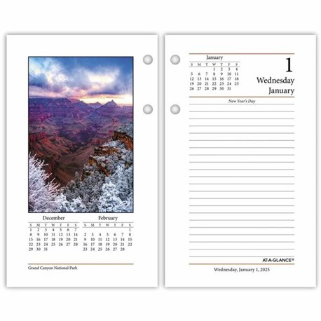 At-A-Glance Photographic Loose-Leaf Desk Calendar Refill - Standard Size - Julian Dates - Daily - 12 Month - January 2025 - Dece