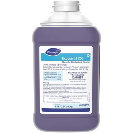 Diversey Expose Phenolic Disinfectant Cleaner - Concentrate - 84.5 fl oz (2.6 quart) - Citrus Scent - 2 / Carton - Deodorize, No