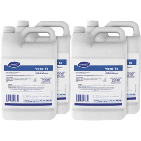 Diversey Virex Quaternary-Based RTU Disinfectant - Ready-To-Use - 128 fl oz (4 quart) - 4 / Carton - Deodorize, Fast Acting - Cl