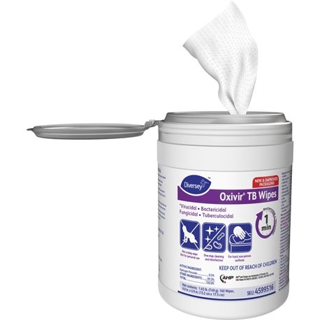 Diversey Oxivir Tb Wipes - For Multipurpose - Characteristic Scent - 7" Length x 6" Width - 160 / Canister - 1 Each - Disinfecta